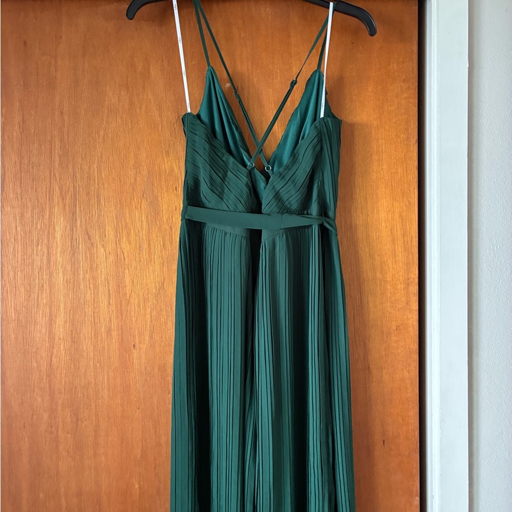 Lulu's Forest Green Pleated Jumpsuit: Size Large - Picture 9 of 11